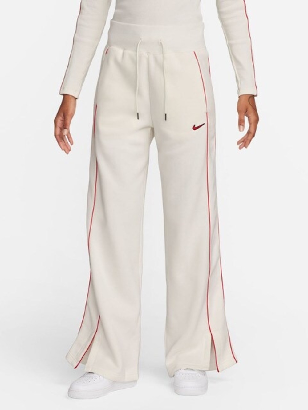 Nike sportswear nsw phoenix fleece women’s sweatpants white & red sz medium